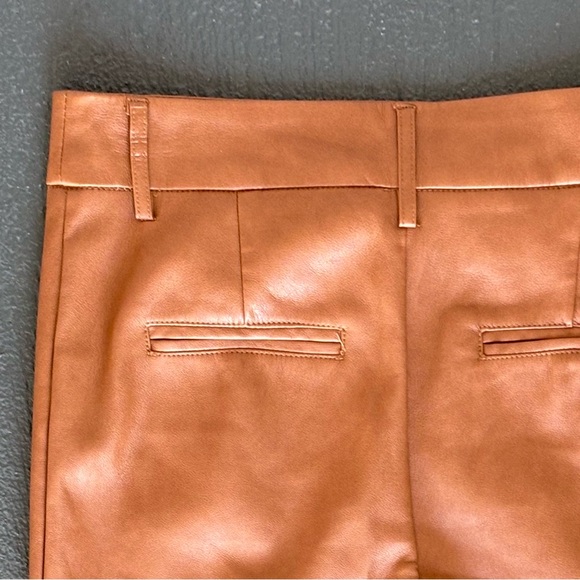 7 For All Mankind Wide Leg Faux Cognac Leather Fully Lined Mid Rise Cropped Pant - Picture 5 of 12